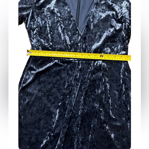 Lulus XL strong ambition slate blue velvet asymmetrical long sleeve dress - Picture 8 of 13